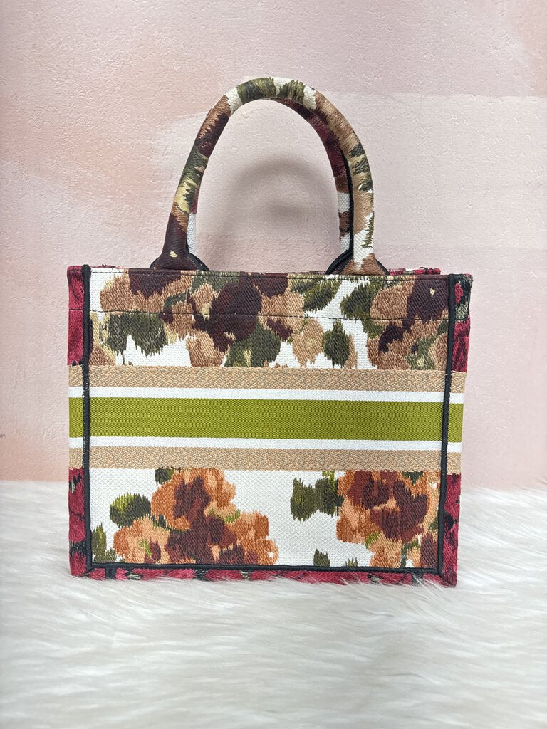 Dior Canvas Embroidered Floral Small Book Tote