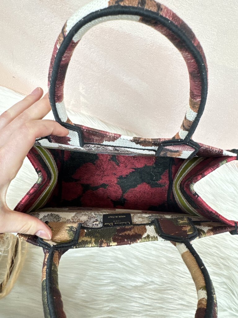 Dior Canvas Embroidered Floral Small Book Tote