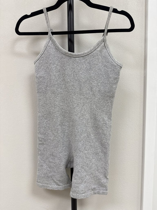 Alo Grey Ribbed Bike Short Onesie