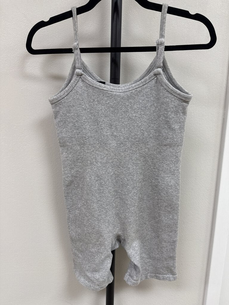 Alo Grey Ribbed Bike Short Onesie