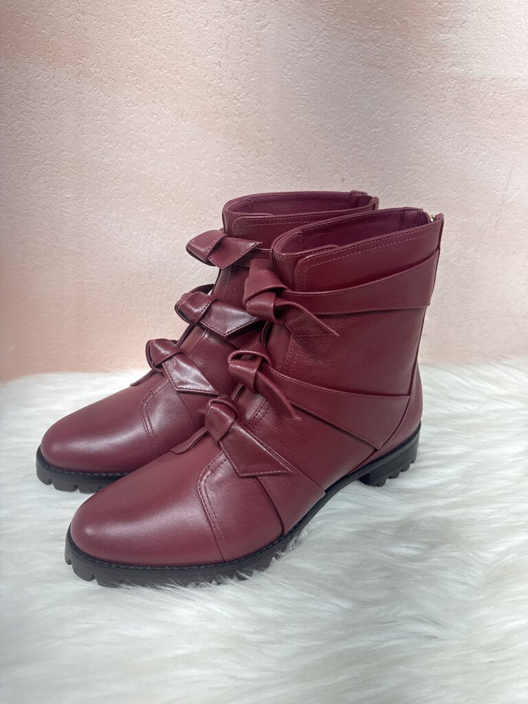 Alexandre Birmin Burgundy Knot Leather Bootie