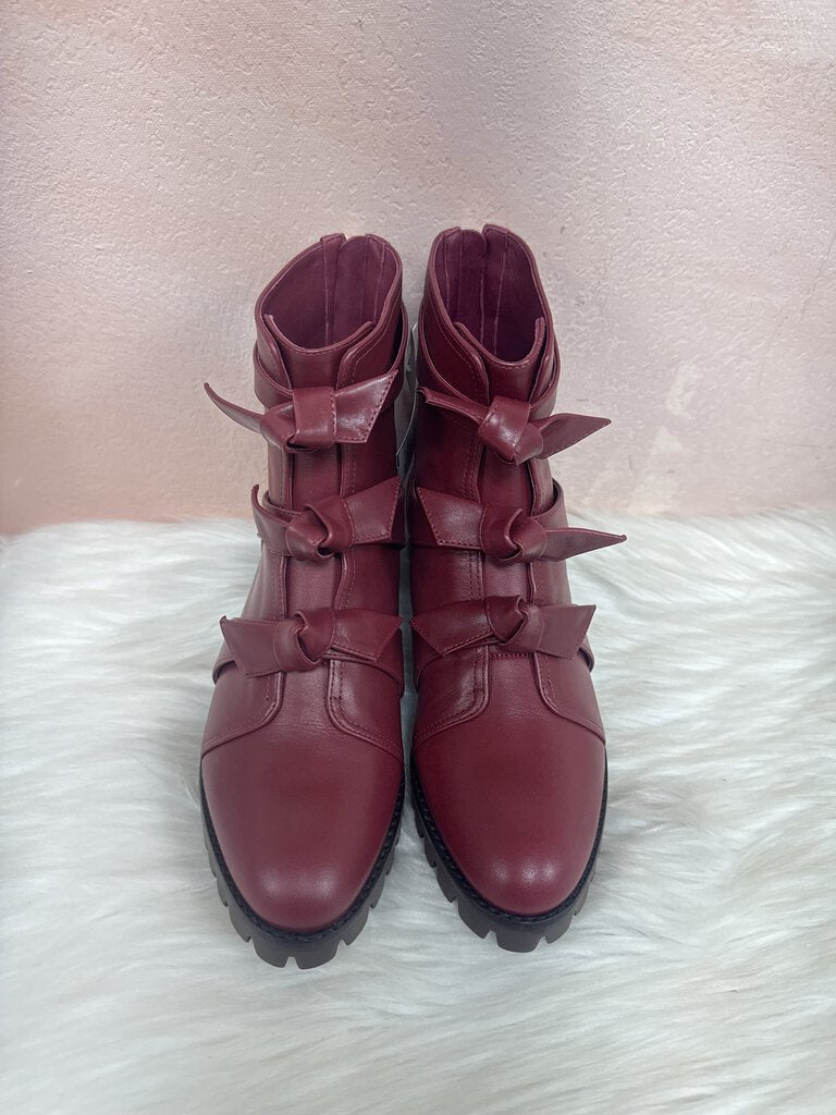 Alexandre Birmin Burgundy Knot Leather Bootie