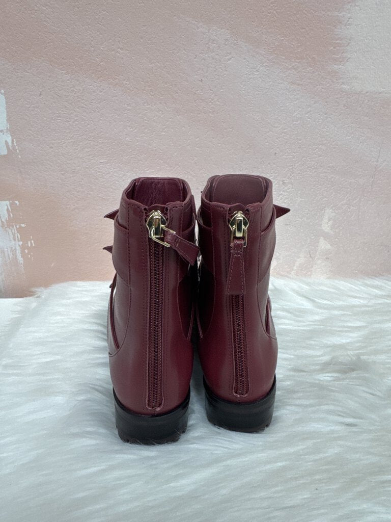 Alexandre Birmin Burgundy Knot Leather Bootie