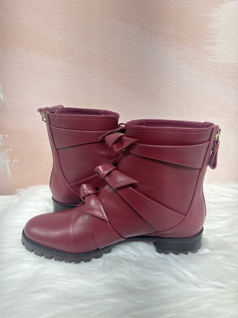 Alexandre Birmin Burgundy Knot Leather Bootie