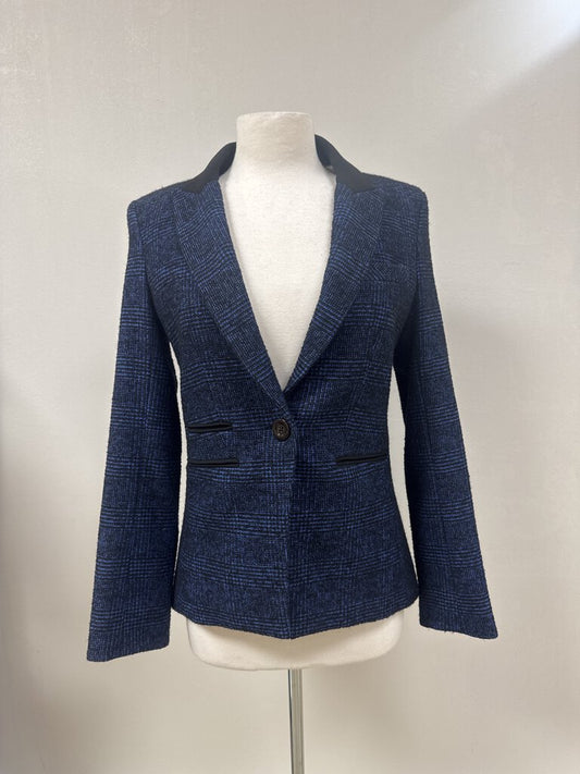 Veronica Beard Blue Plaid Notched Blazer