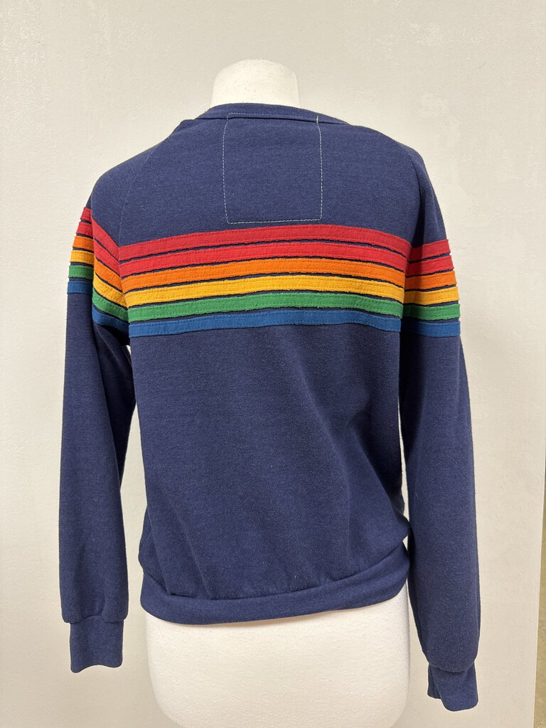 Aviator Nation Navy Rainbow Striped Sweatshirt