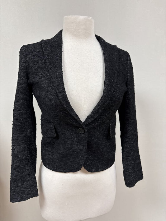 Theory Black Boucle Cropped Blazer