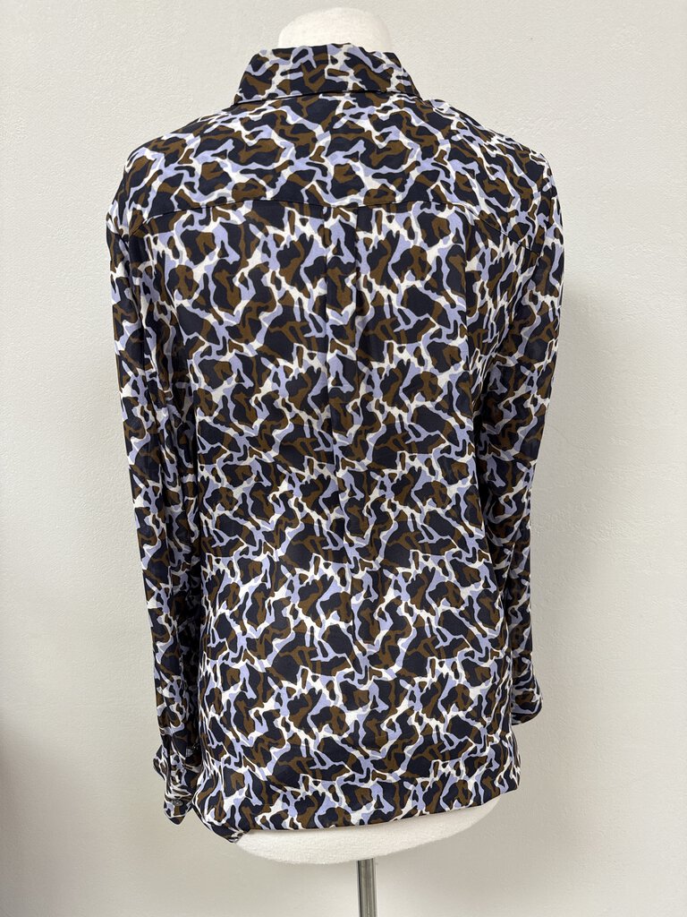 Theory Blue Pattern Sheer Blouse