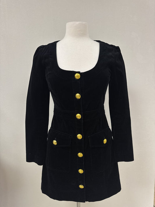 A.L.C. Black Velvet Button Dress