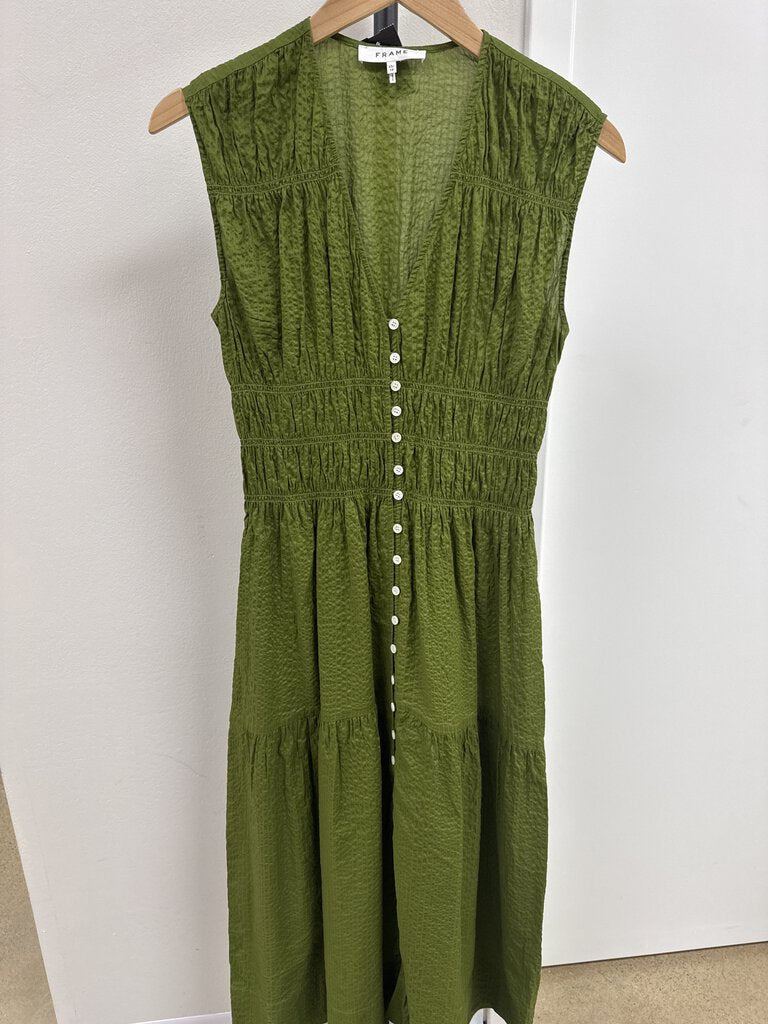 Frame Olive Ruched Maxi Dress