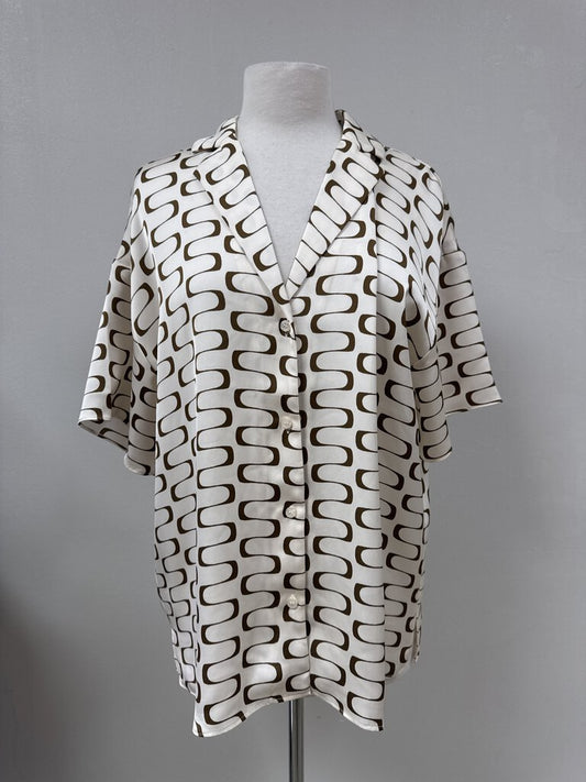 House of Harlow Cream Geo Print Button Up