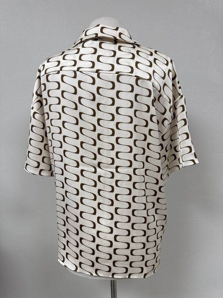 House of Harlow Cream Geo Print Button Up