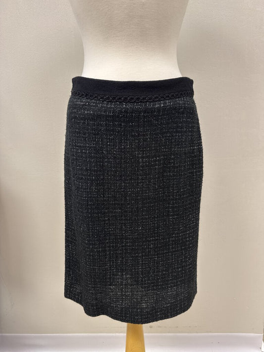 Tory Burch Black and Silver Tweed Skirt