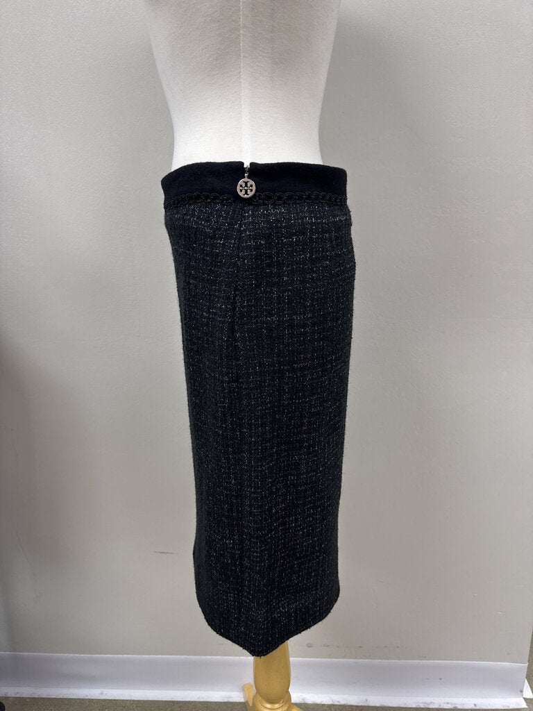 Tory Burch Black and Silver Tweed Skirt