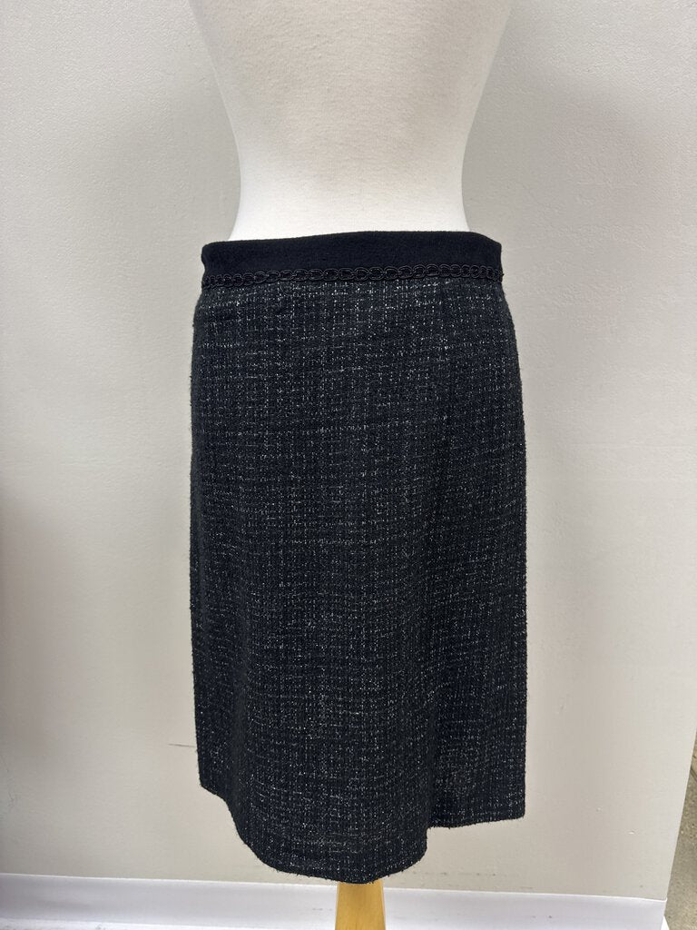 Tory Burch Black and Silver Tweed Skirt