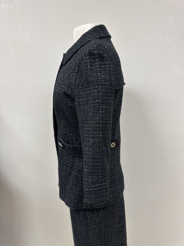 Tory Burch Black and Silver Tweed Blazer