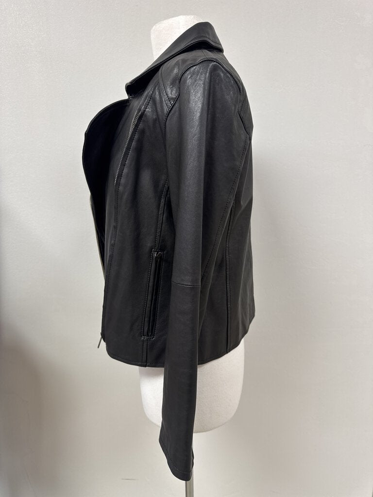 Eileen Fisher Black Leather Biker Jacket