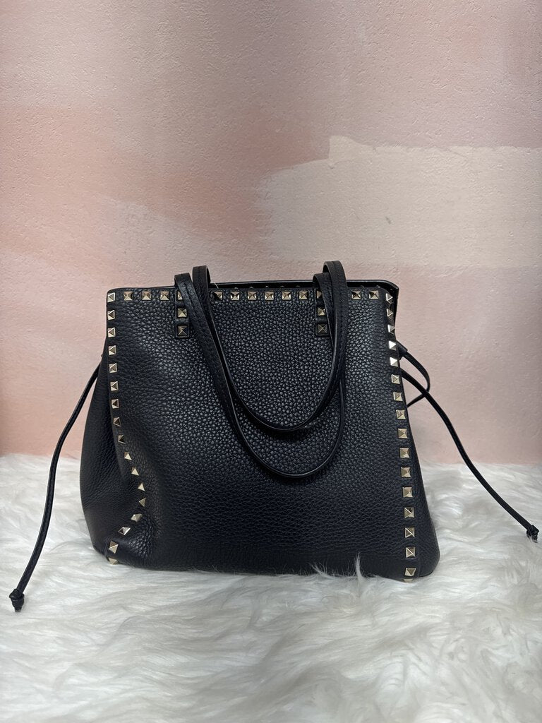 Valentino Black Rockstud Drawstring Tote