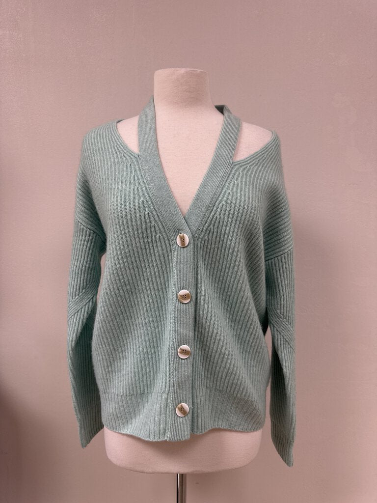 Naadam Mint Cutout Cardigan