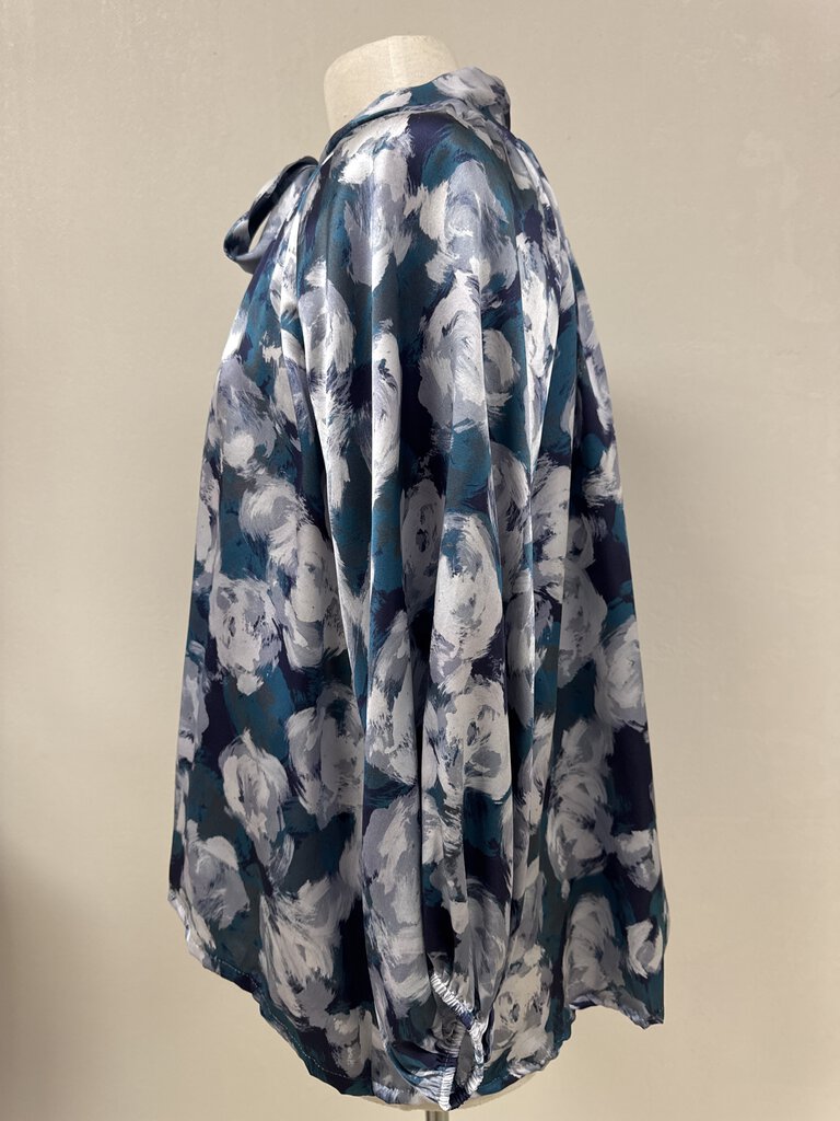 Tyler Boe Blue Floral Silk Blouse