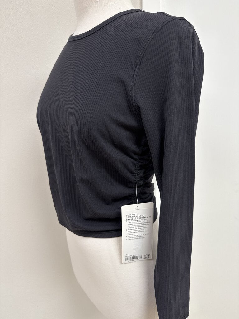 Lululemon Black Ribbed Long Sleeve Tee NWT