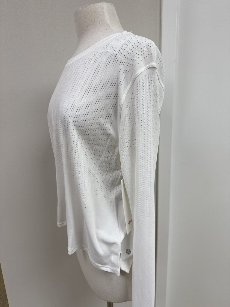 Lululemon White Perforated Long Sleeve Tee NWT