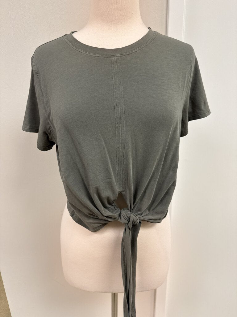 Lululemon Greige Short Sleeve Tie Front Tee