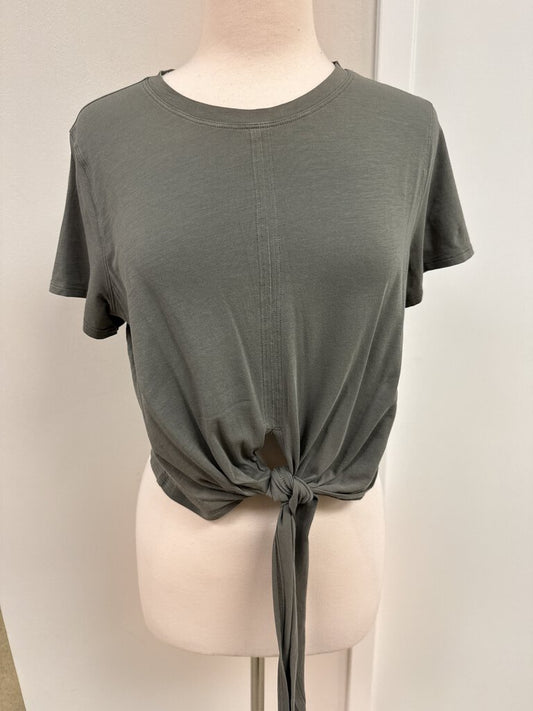 Lululemon Greige Short Sleeve Tie Front Tee