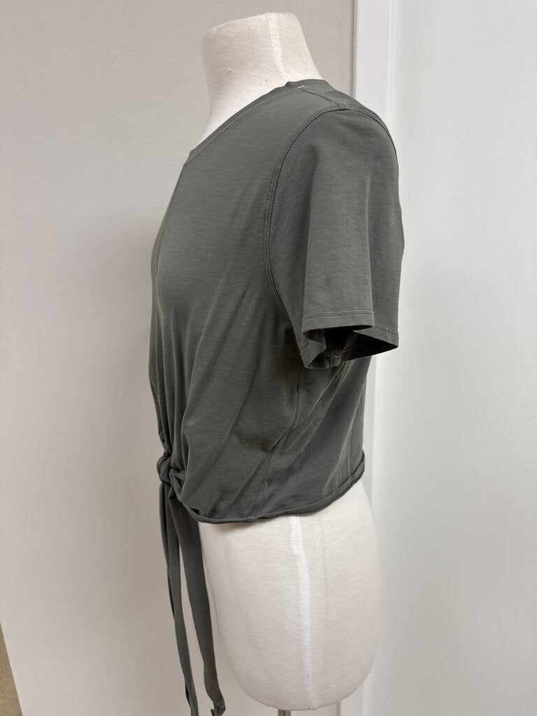 Lululemon Greige Short Sleeve Tie Front Tee