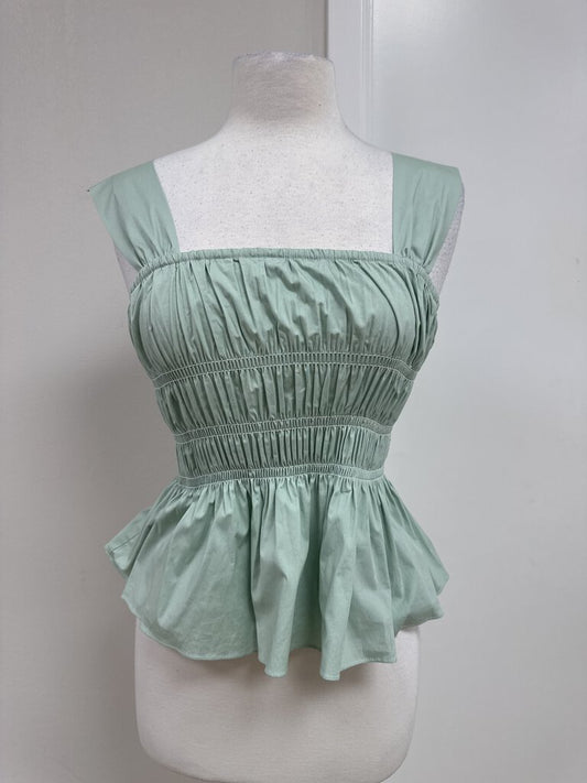 Staud Seafoam Smocked Tank