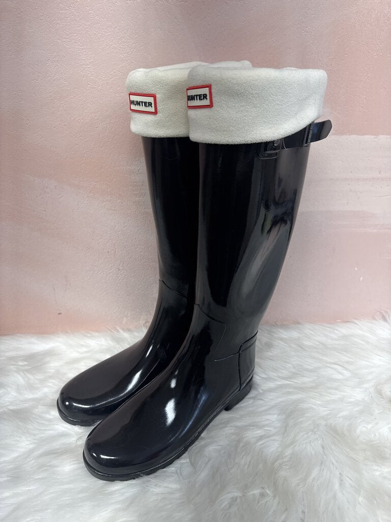 Hunter Black Tall Rain Boot w/ Sock Insert (As Is)