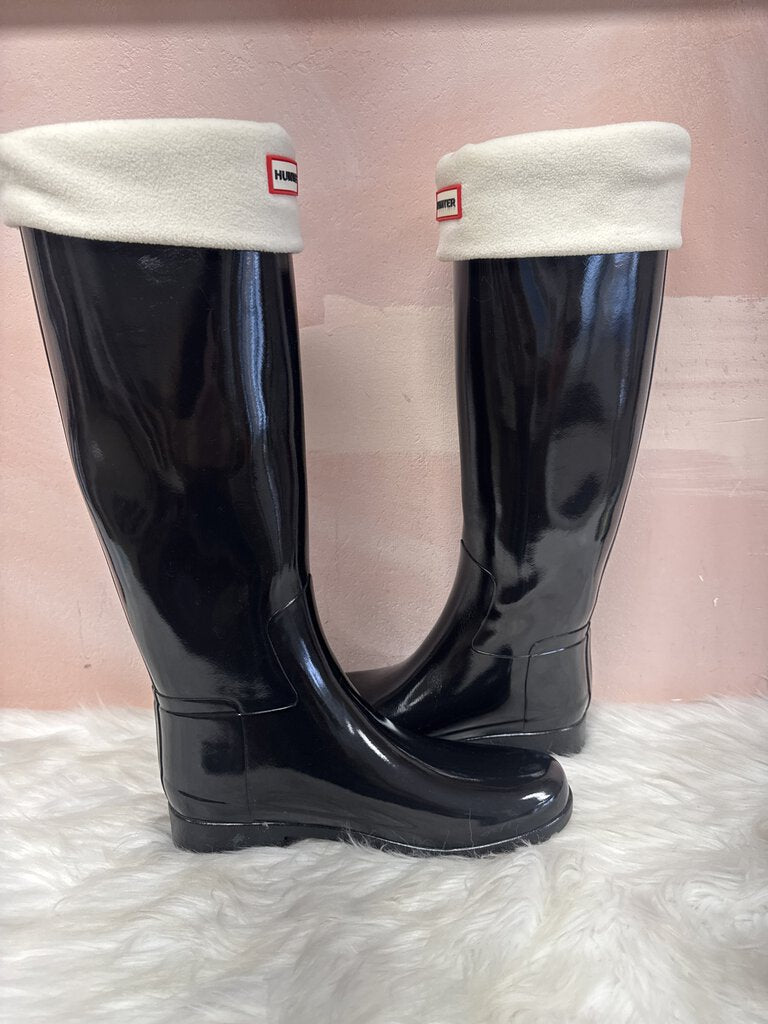 Hunter Black Tall Rain Boot w/ Sock Insert (As Is)