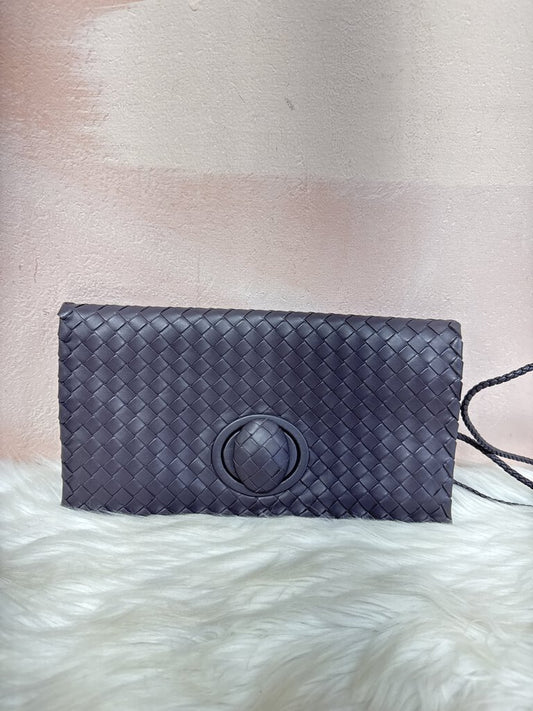 Bottega Veneta Mauve Nappa Intrecciato Twist Clutch w/ Lariat Strap