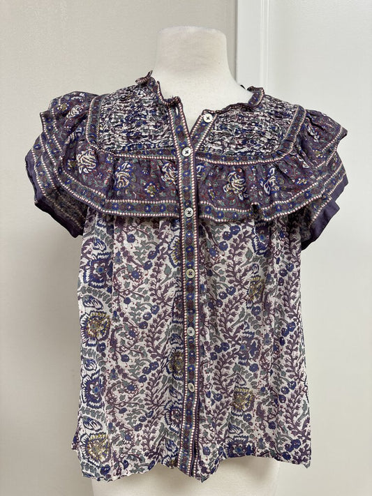 Sea New York Purple Floral Smocked Top