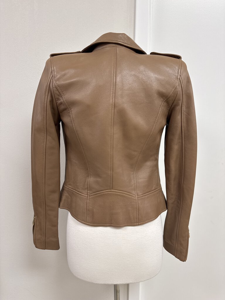 Lamarque Camel Leather Biker Jacket NWT