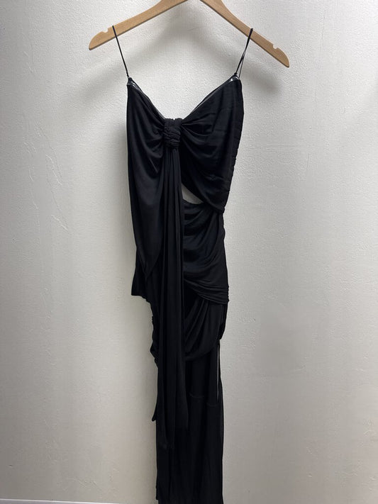Tom Ford Black Halter Sheer Cutout Evening Gown