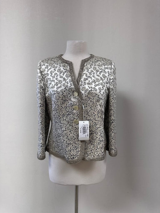 Armani Black and White Embroidered Floral Blazer NWT