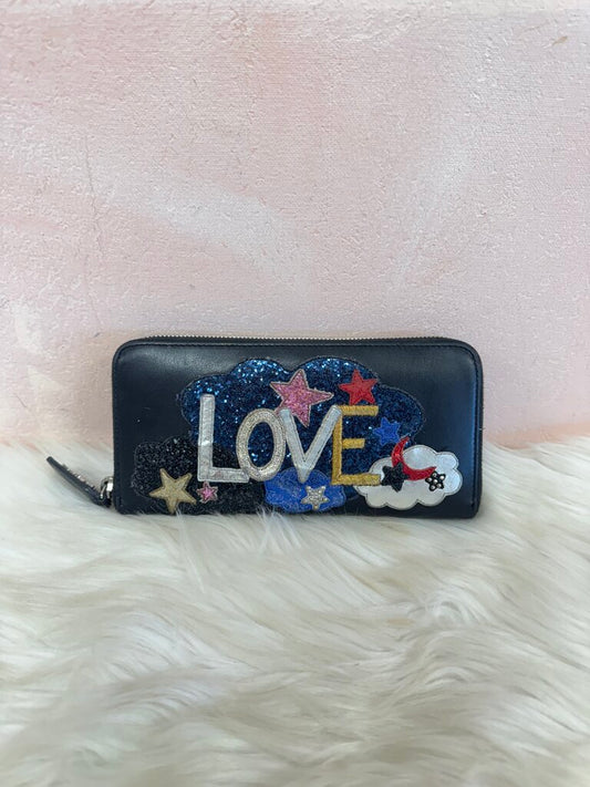 YSL Black Love Zip Around Wallet