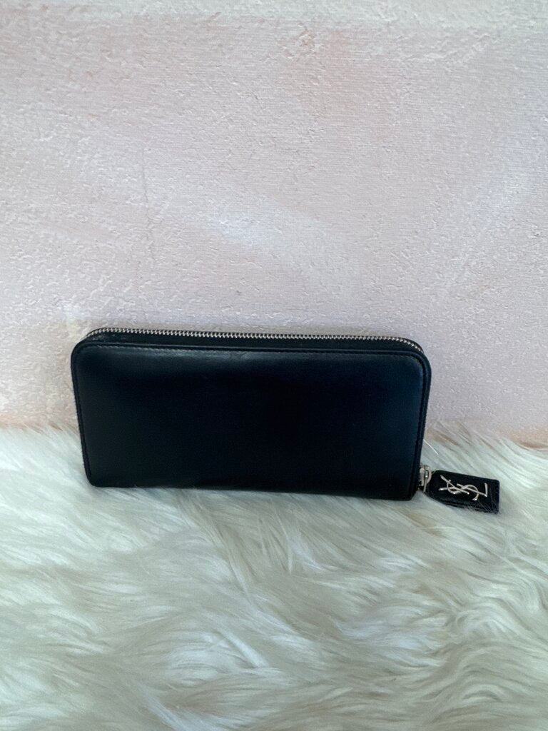 YSL Black Love Zip Around Wallet