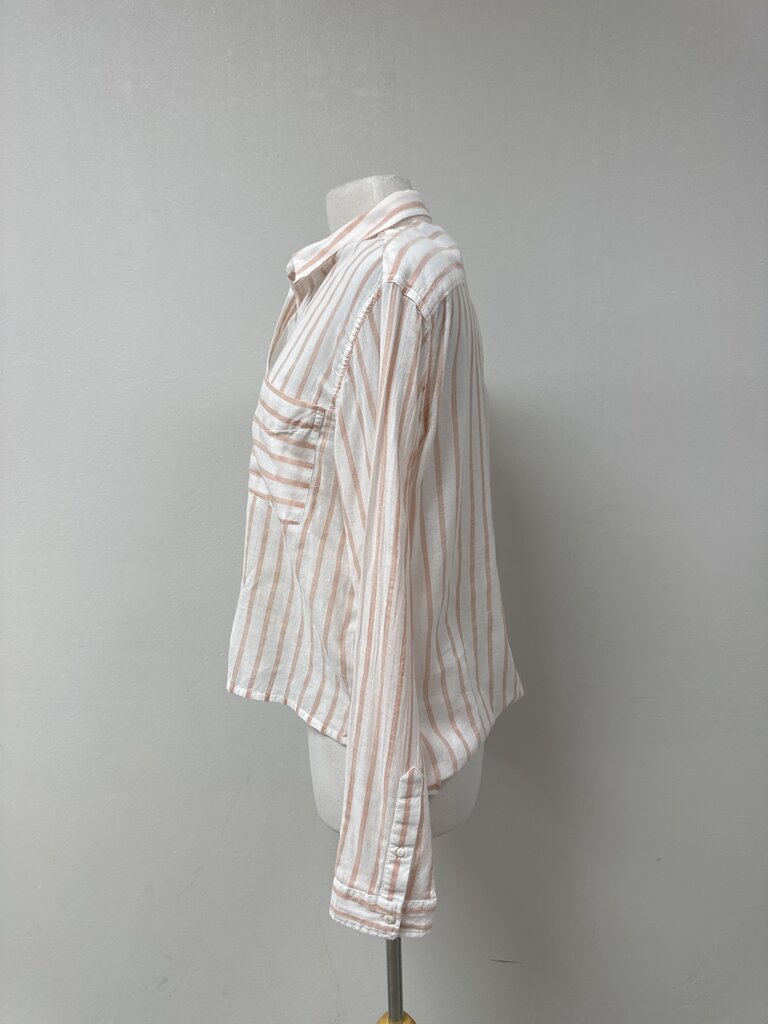 Current Elliott Pink Striped Gauze Button Up