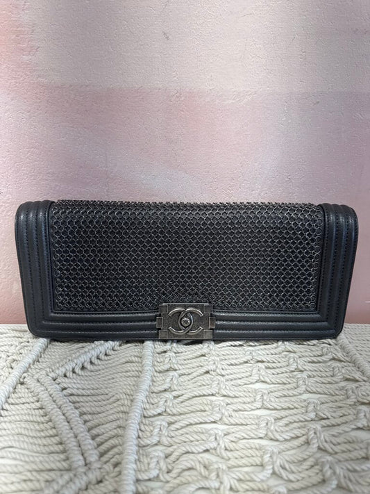Chanel Gunmetal Chainmail Boy Bag Clutch '13-'14