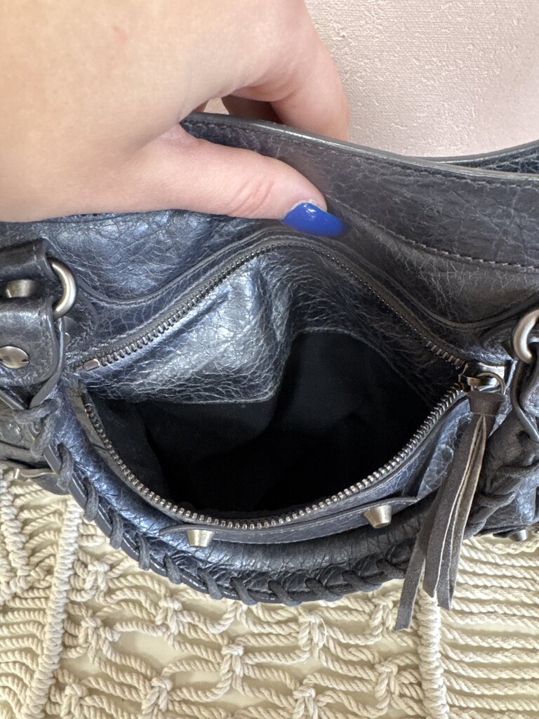 Balenciaga Grey Motocross Medium City Shoulder Bag