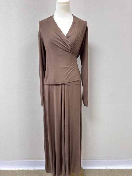 Byrd Brown Maxi Dress w/ Cardigan NWT