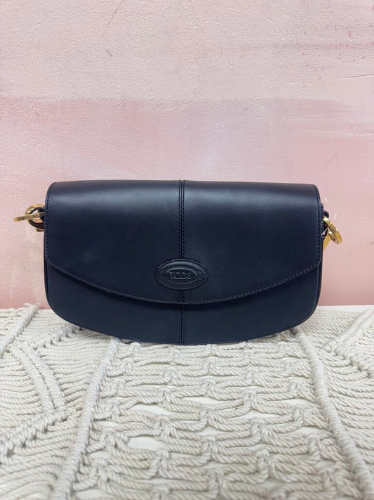 Tod's Black Leather Flap Crossbody