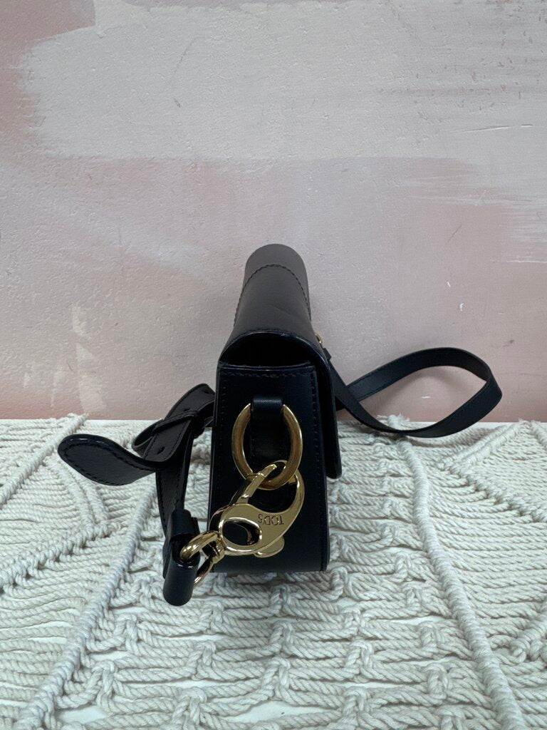 Tod's Black Leather Flap Crossbody