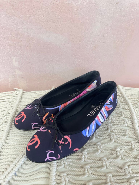 Chanel Interlocking CC Satin Ballet Flat S24