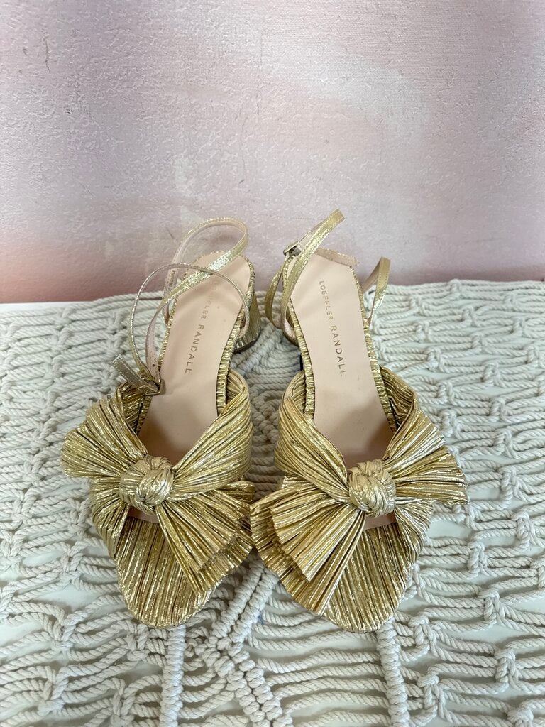 Loeffler Randall Gold Bow Sandal