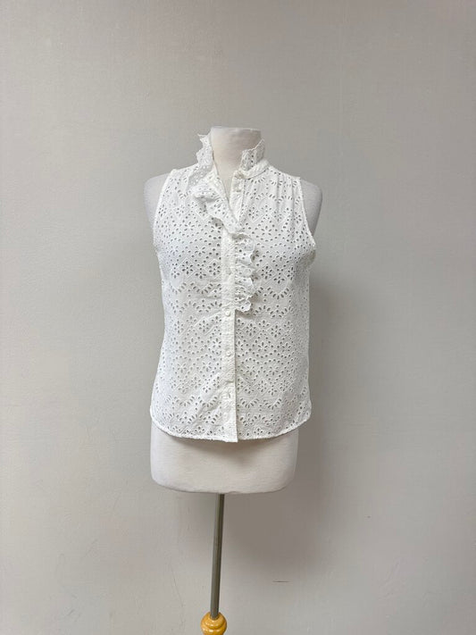 Sezane White Eyelet Blouse