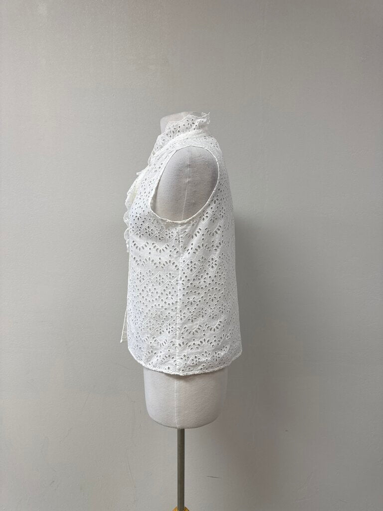 Sezane White Eyelet Blouse