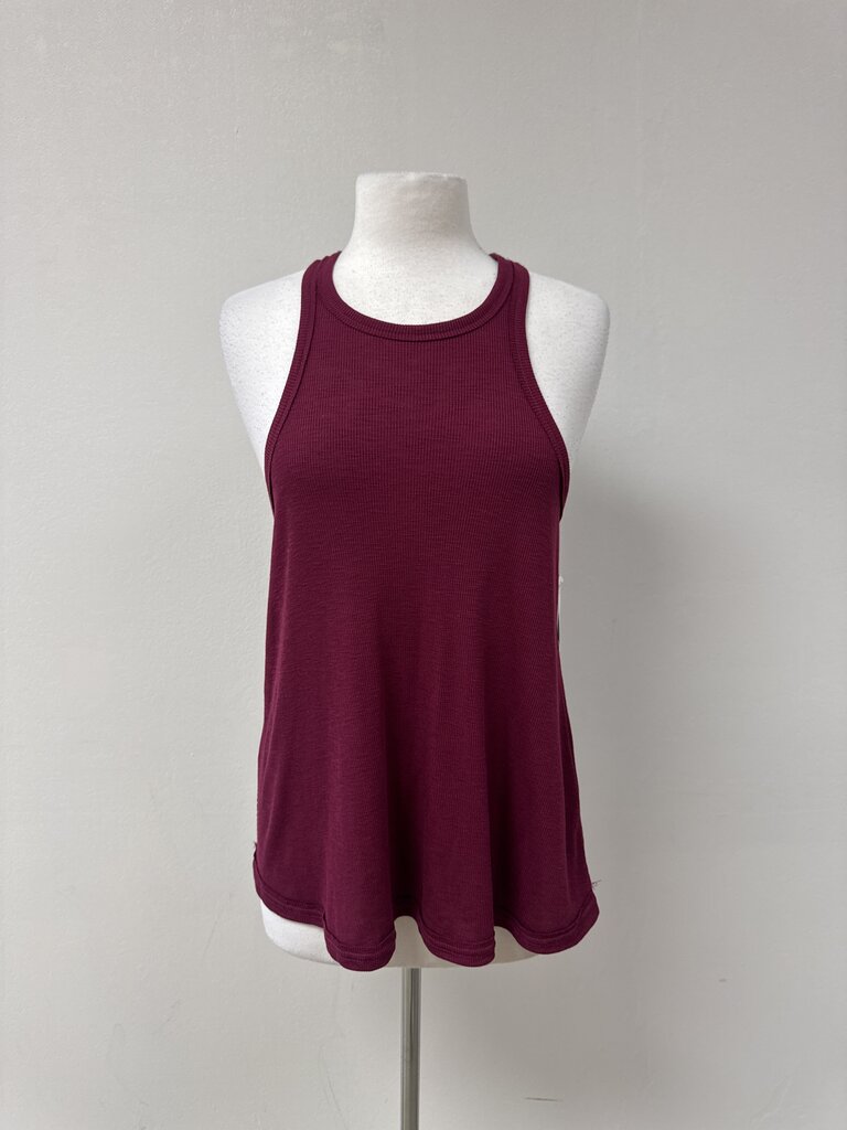 Free People Plum Ribbed Swing Tank NWT